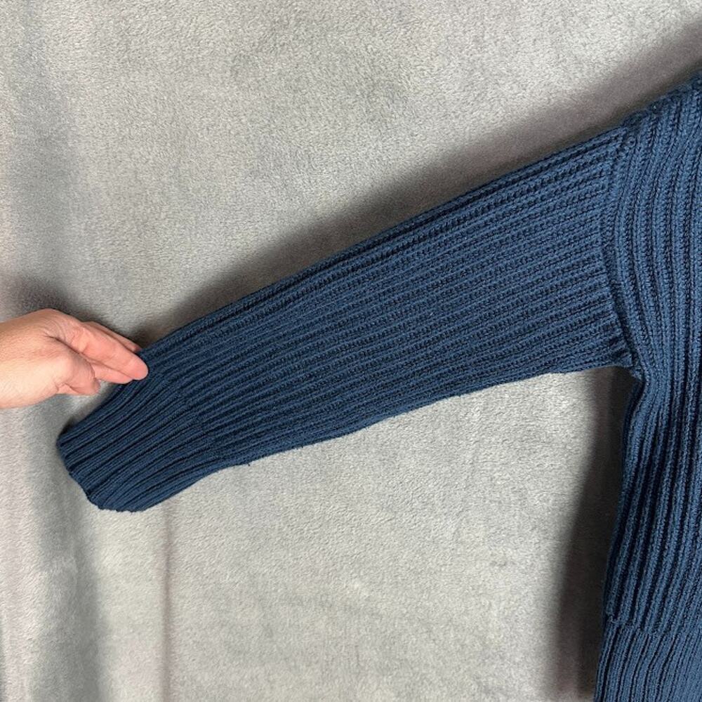 Eileen Fisher Sweater Womens Small Teal Open Cardigan Ribbed Cashmere Organic - Picture 4 of 13